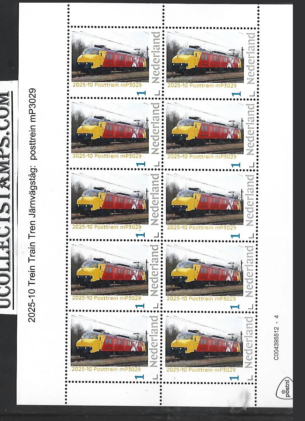 Netherlands 2025-10 Train: Postal Train MP3029 sheetlet MNH