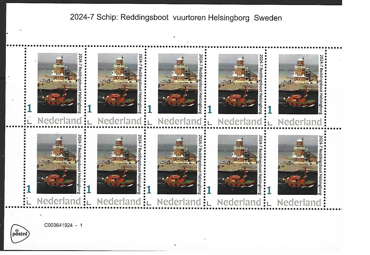 Netherlands 2024-7 Lifeboat Helsingborg Sweden sheet MNH