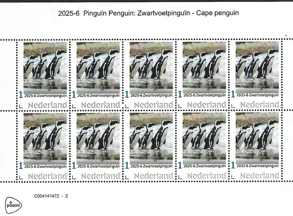 Netherlands 2025-6 Penguin: African Penguin sheet MNH