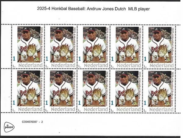 Netherlands 2025-4 Baseball: Andruw Jackson sheet MNH