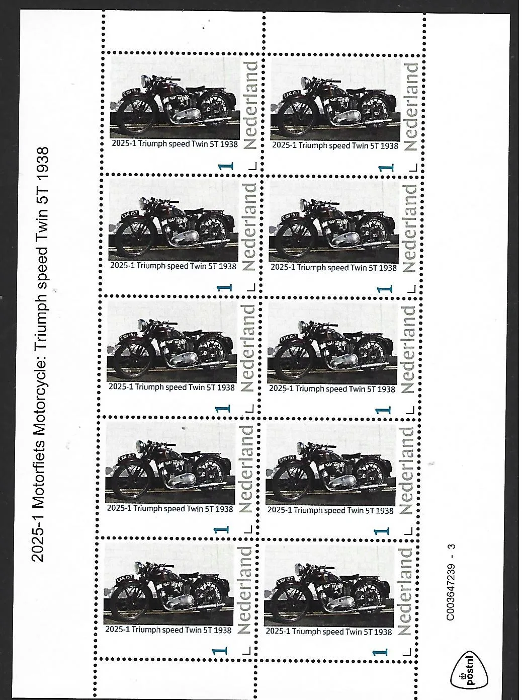 Nederland 2025-1a Motorfiets Motorcycle: Triump speedwin Twin 15T 938 sheetlet postfris/mnh