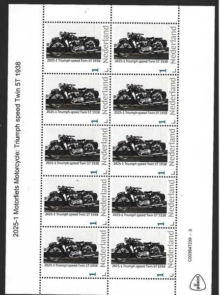 Netherlands 2025-1a Motorcycle: Triumph Speedwin Twin 15T 938 sheetlet MNH