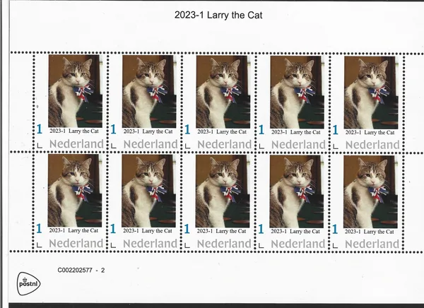 Netherlands 2023-1 Cats: Larry the Cat from no. 10 sheet MNH