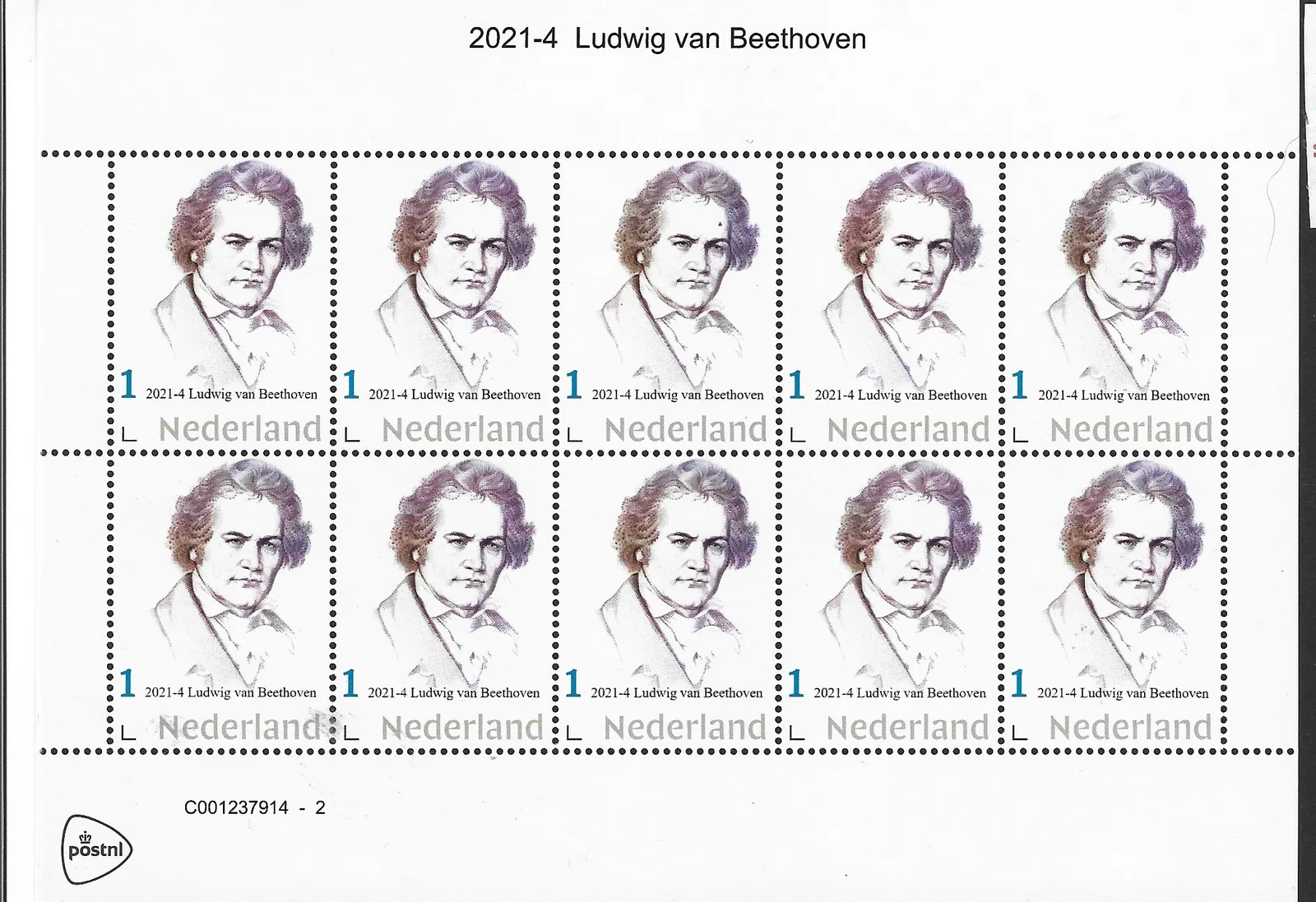 Niederlande 2021-4 Ludwig van Beethoven Musik Bogen postfris/mnh