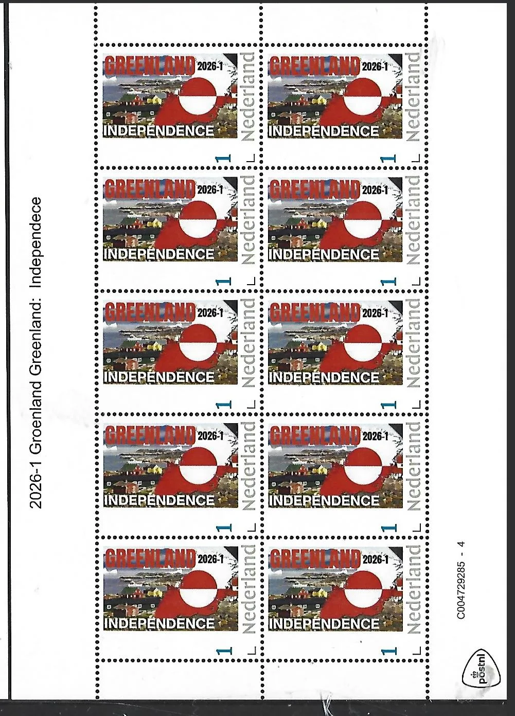 Nederland 2026-1 Greenland Groenland: Independence sheet postfris/mnh