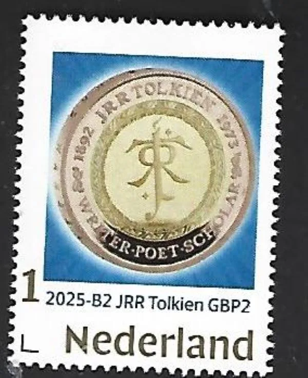 Nederland 2025-B2 Tolkien: Coin on stamp gbp2 Gr. Britain sheet postfris/mnh