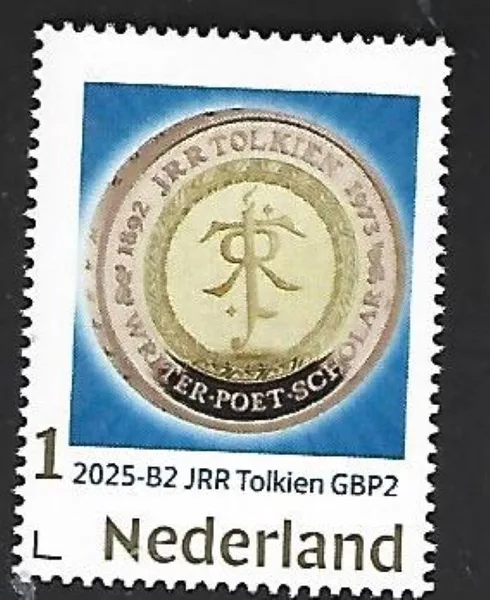 Netherlands 2025-B2 Tolkien: Coin on stamp gbp2 Great Britain sheet MNH