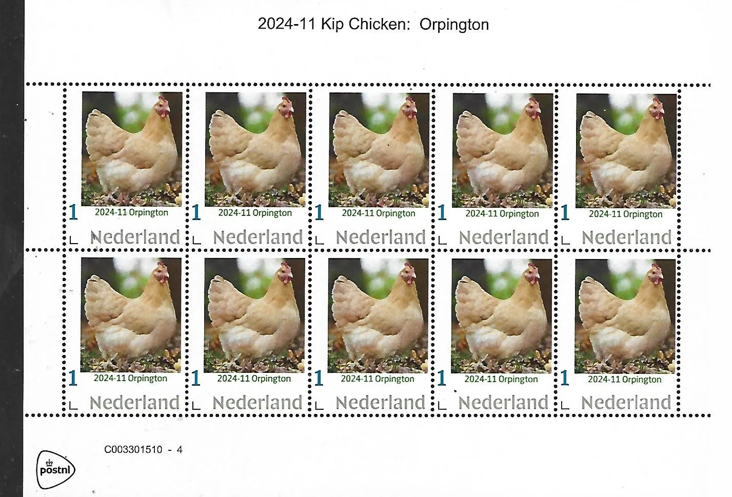Niederlande 2024-11 Huhn - Orpington Sheetlet postfrisch/mnh