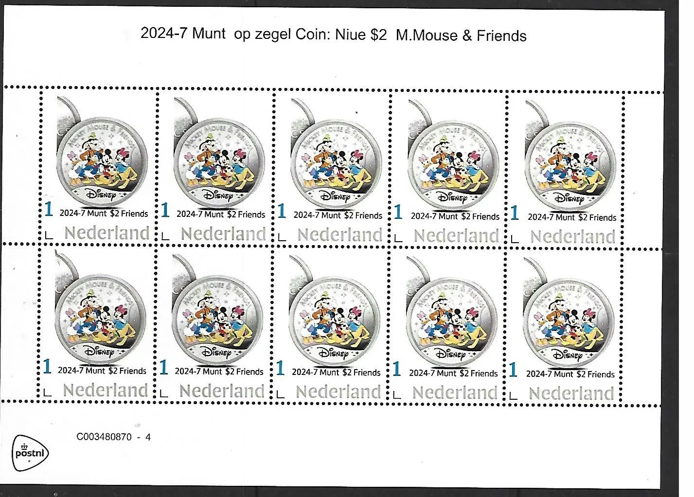Niederlande 2024-7 Münze-Coin: Niue Mickey Mouse & Friends Briefchen postfrisch/mnh5