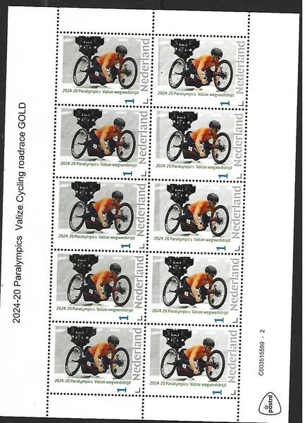 Netherlands 2024-20 Paralympics Mitch Valize roadrace cycling sheetlet MNH