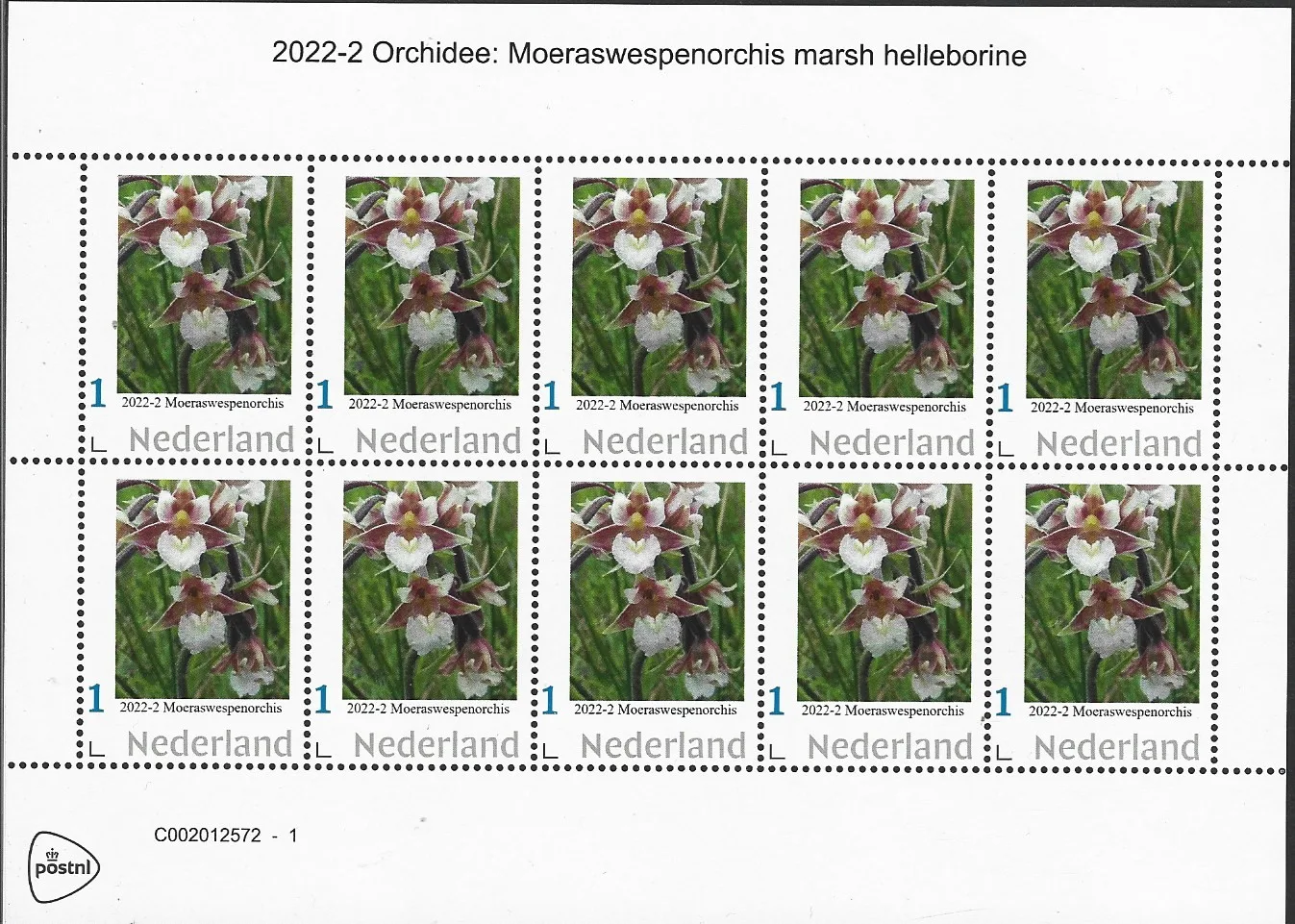 Pays-Bas 2022-2 Orchidée Ophrys des marais Orchidée de marais feuille postfris/mnh