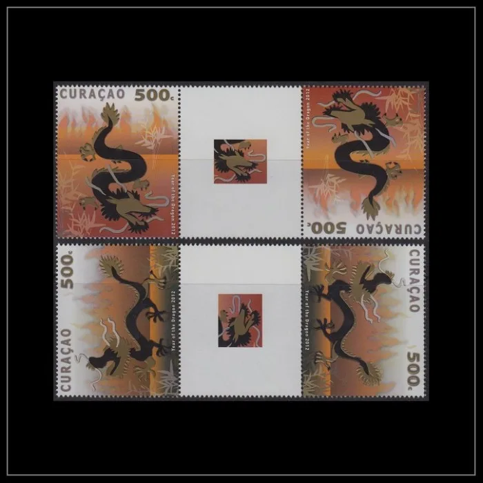Curacao 73a-74a Jaar van de Draak 2012 brugparen-gutterpairs postfris-mnh