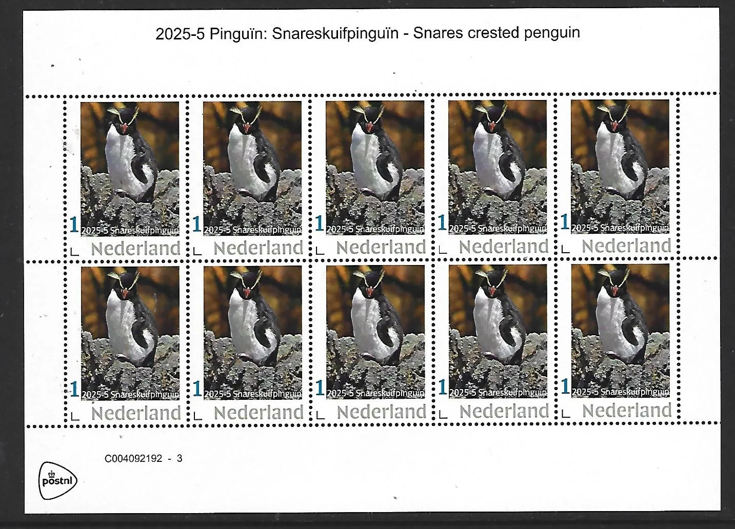 Nederland 2025-5 Pinguin Penguin: Snareskuifpinguin sheet postfris/mnh