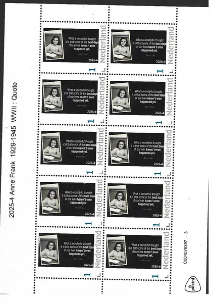 Netherlands 2025-4 Anne Frank 1929-1945 Quote sheetlet MNH