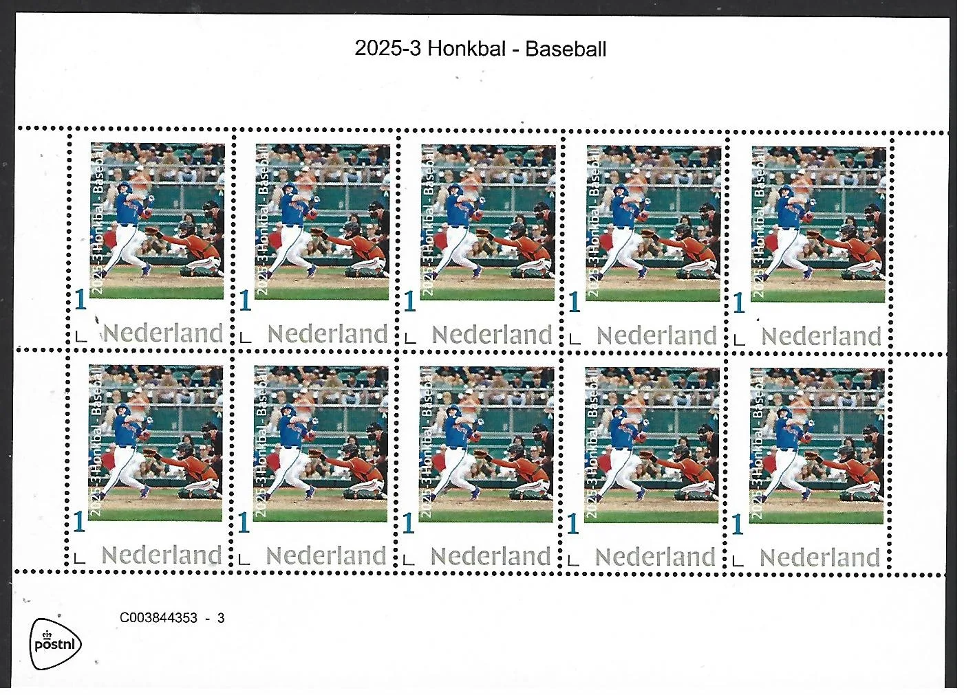Nederland 2025-3 Honkbal Baseball sheetlet postfris/mnh