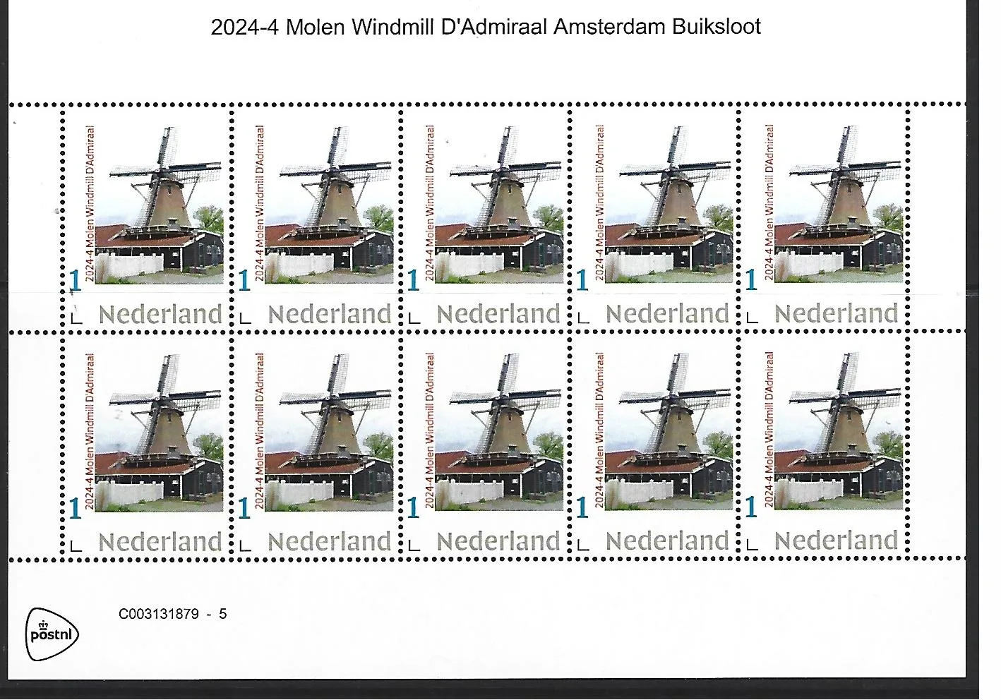 Niederlande 2024-4 Mühle Windmühle D'Admiraal Amsterdam-Buiksloot Markenheftchen postfrisch/mnh