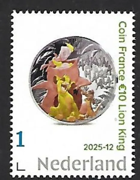Nederland 2025-12 Coin France on stamp Disney: The Lion king postfris/mnh