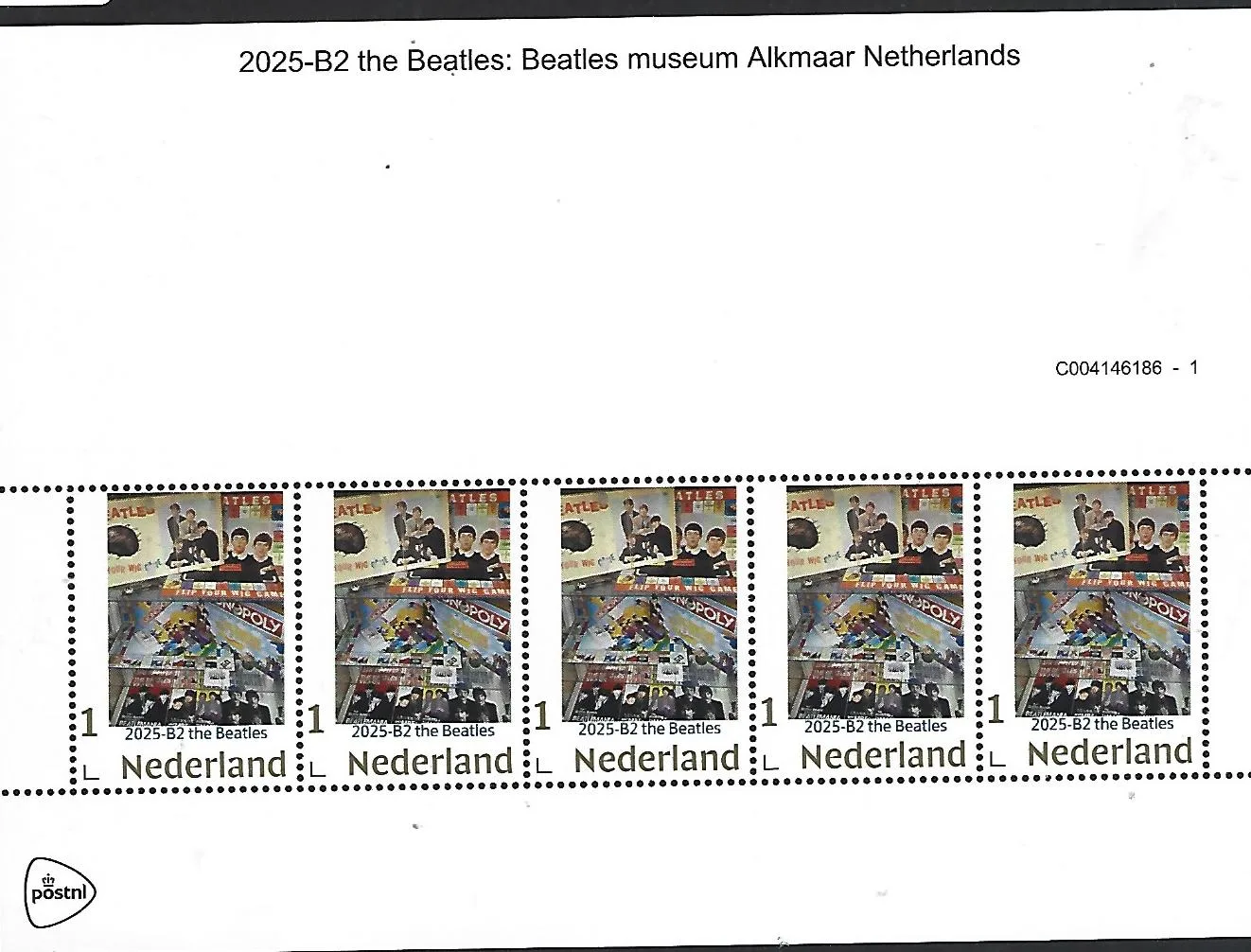 Nederland 2025-B2 Beatles museum Gold 1 stamp sheetlet postfris/mnh