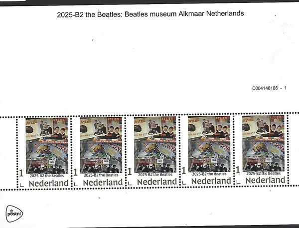 Netherlands 2025-B2 Beatles museum Gold 1 stamp sheetlet MNH