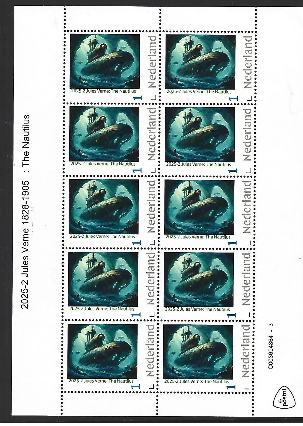 Nederland 2025-2 Jules Verne: The Nautilus ship sheetlet postfris/mnhent