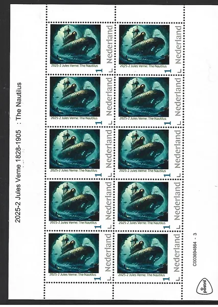 Netherlands 2025-2 Jules Verne: The Nautilus ship sheetlet MNH