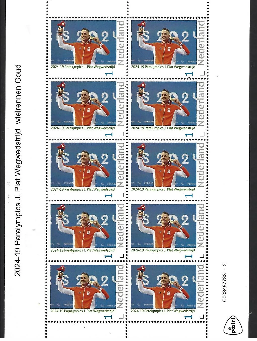 Pays-Bas 2024-19 Jeux paralympiques J.Plat Cyclisme course sur route feuillet postfris/mnh