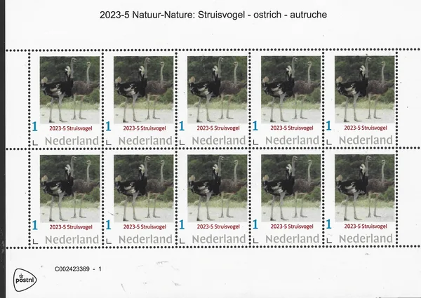 Netherlands 2023-5 Nature: Ostrich Autruche sheetlet MNH