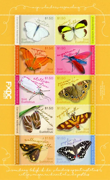 St Eustatius 2023 Vlinders - butterflies - schmetterlinge vel-sheetlet postfris/mnh