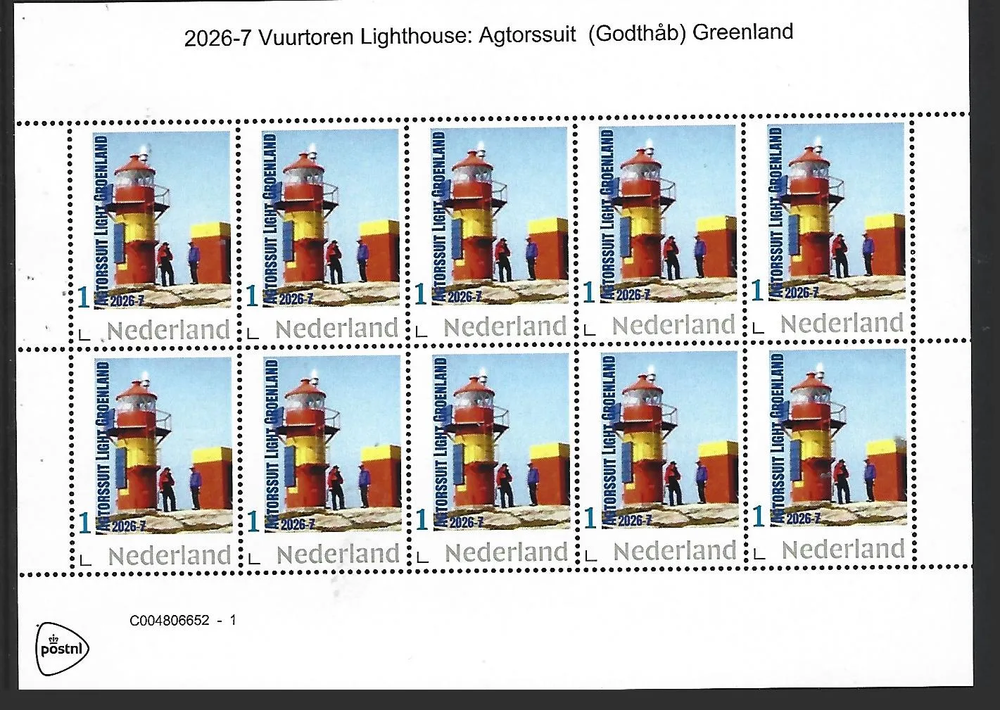Netherlands 2026-7 Lighthouse Agtorssuit Light, Nuuk Greenland sheet MNH