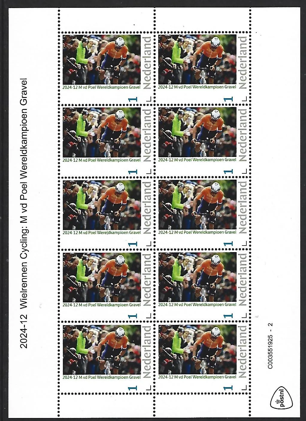 Pays-Bas 2024-13 Cyclisme M. vd poel Champion du Monde Gravel feuille neuf/mnh