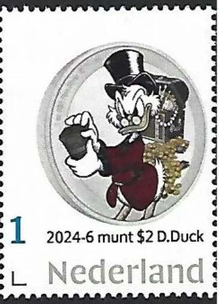 Nederland 2024-6 Coin on stamp Disney Dagobert Duck Scrooge McDuck postfris/mnh