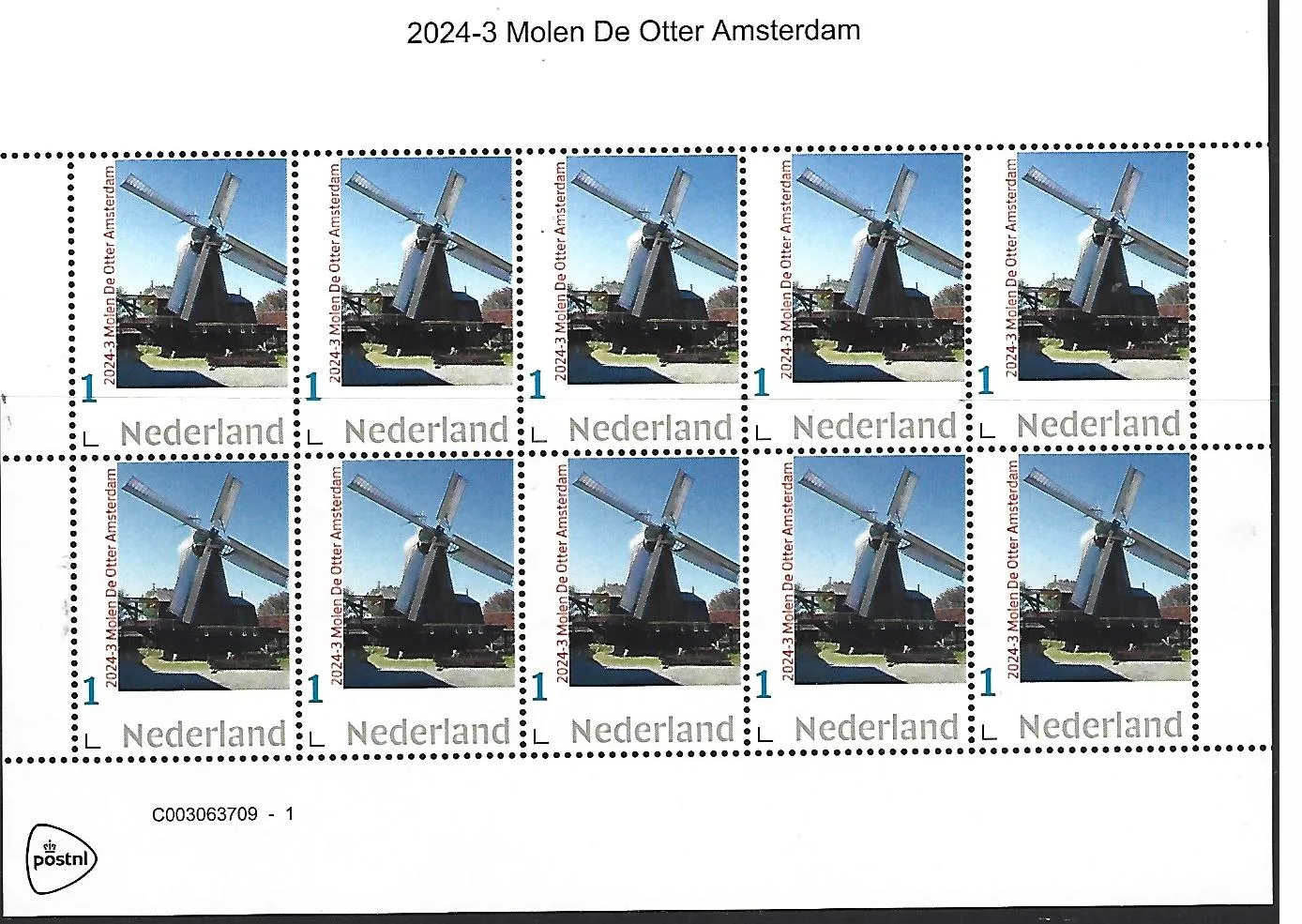 Pays-Bas 2024-3 Moulin Windmill: De Otter Amsterdam feuille-sheetlet neuf/mnh