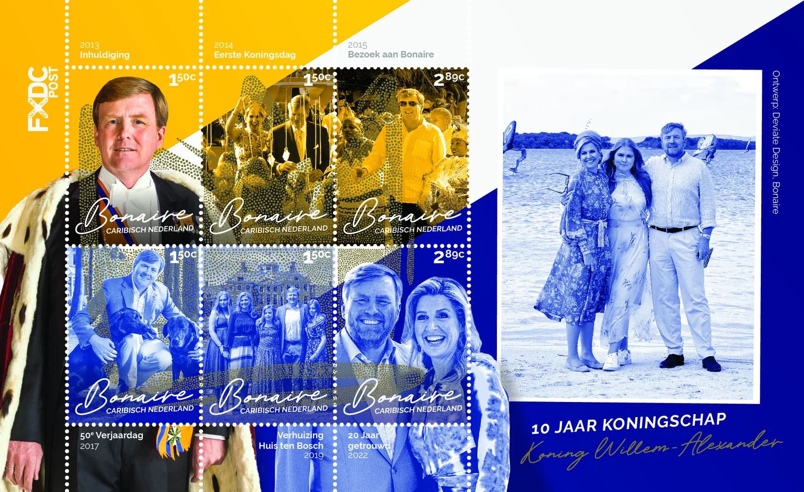Bonaire 2023 10 years King Willem-Alexander royalty sheet MNH