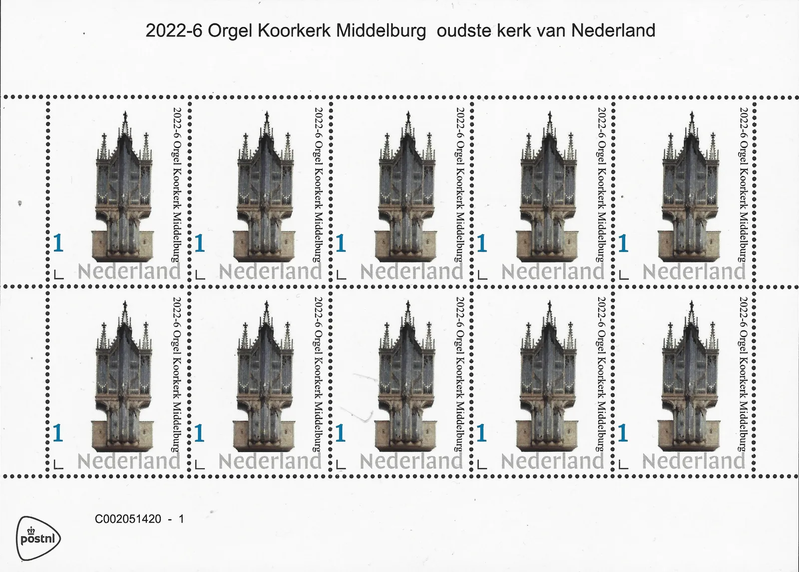 Niederlande 2022-6 Orgel Chorkerk Middelburg Bogen postfrisch/mnh