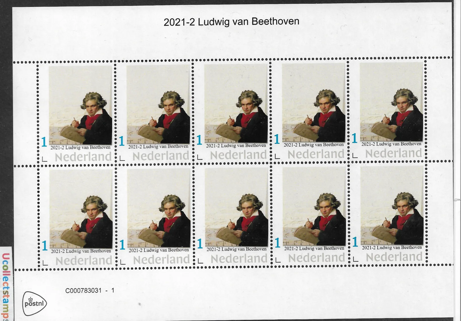 Pays-Bas 2021-2 Ludwig van Beethoven feuille-miniature neuf/mnh