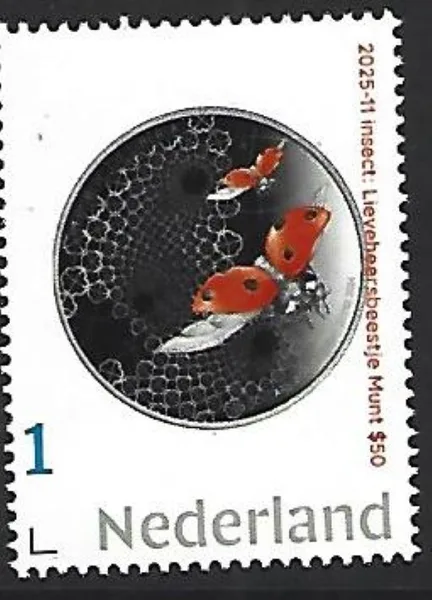 Netherlands 2025-11 insect: Ladybird coin Coin Liberia $50 MNH
