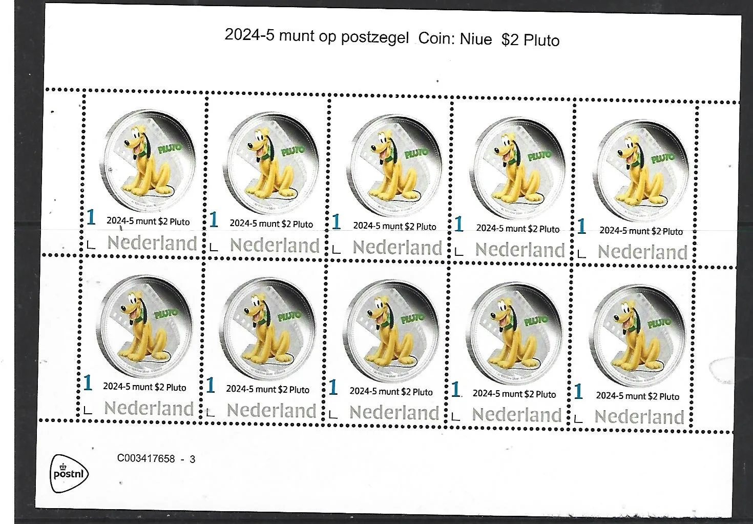 Niederlande 2024-5 Coin on stamp Disney Pluto postfrisch/mnh