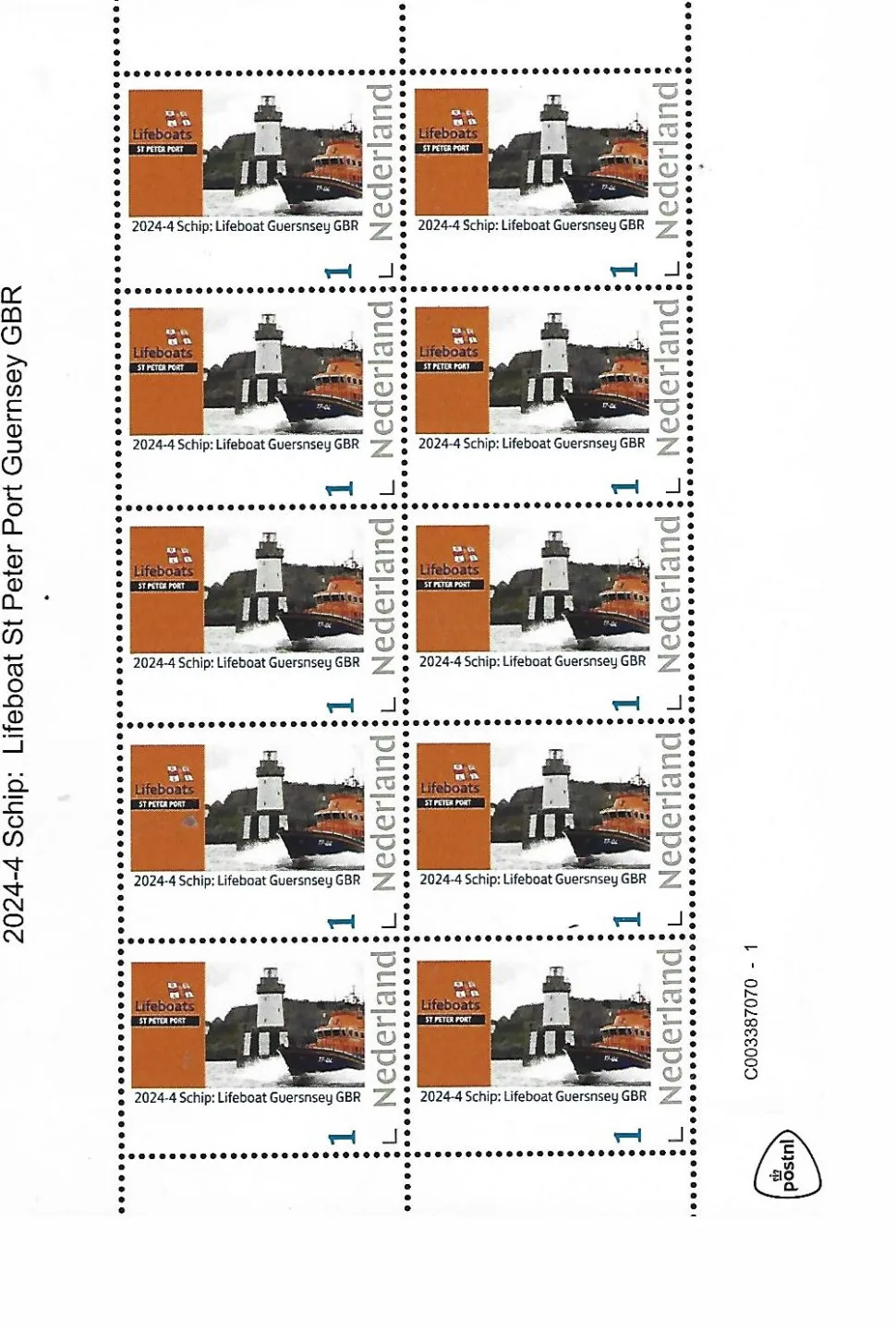 Pays-Bas 2024-4 Navire Canot de sauvetage St Peter Port Phare feuille postfris/mnh