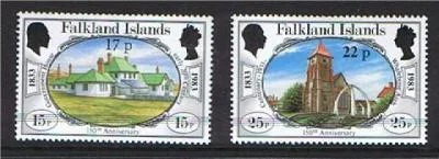405-406 Falkland 1984 stamp ship overprint new value MNH