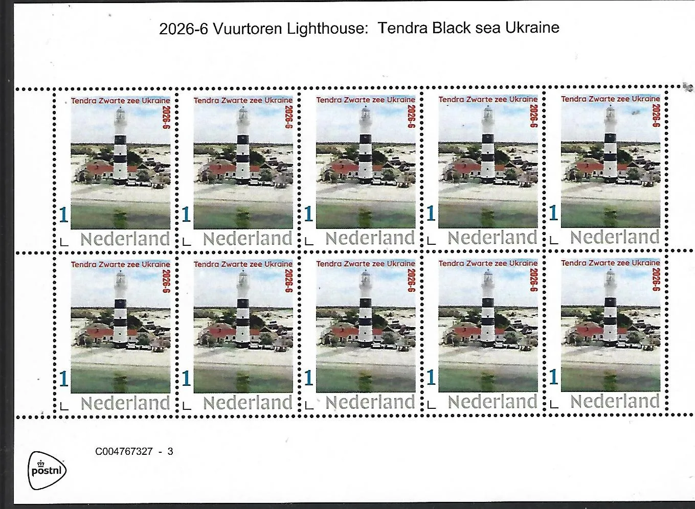 Netherlands 2026-6 Tendra Lighthouse Black Sea Ukraine sheet bpostfris/MNH