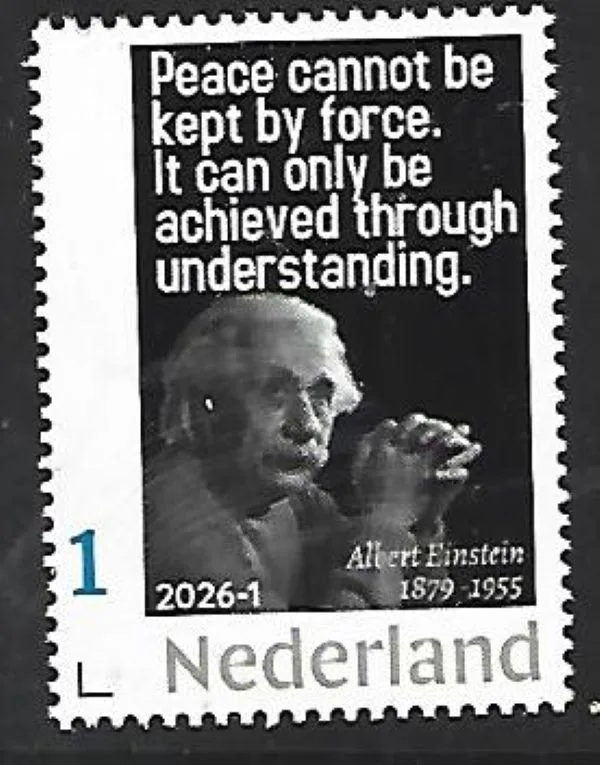 Netherlands 2026-1 Albert Einstein: Quote Peace cannot be .... sheet MNH