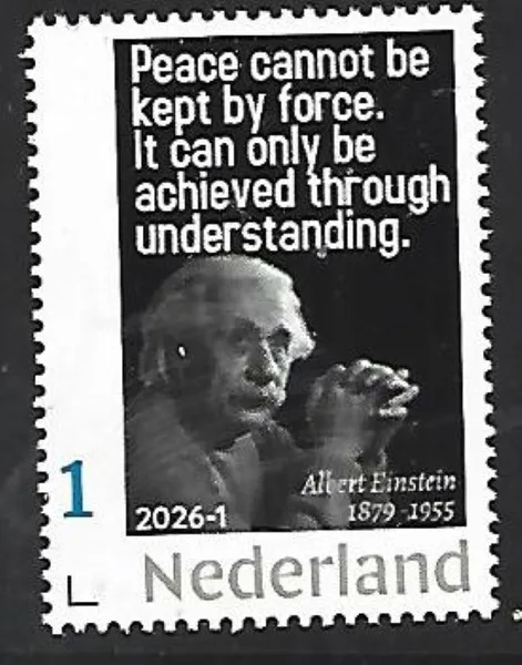 Netherlands 2026-1 Albert Einstein: Quote Peace cannot be .... sheet MNH
