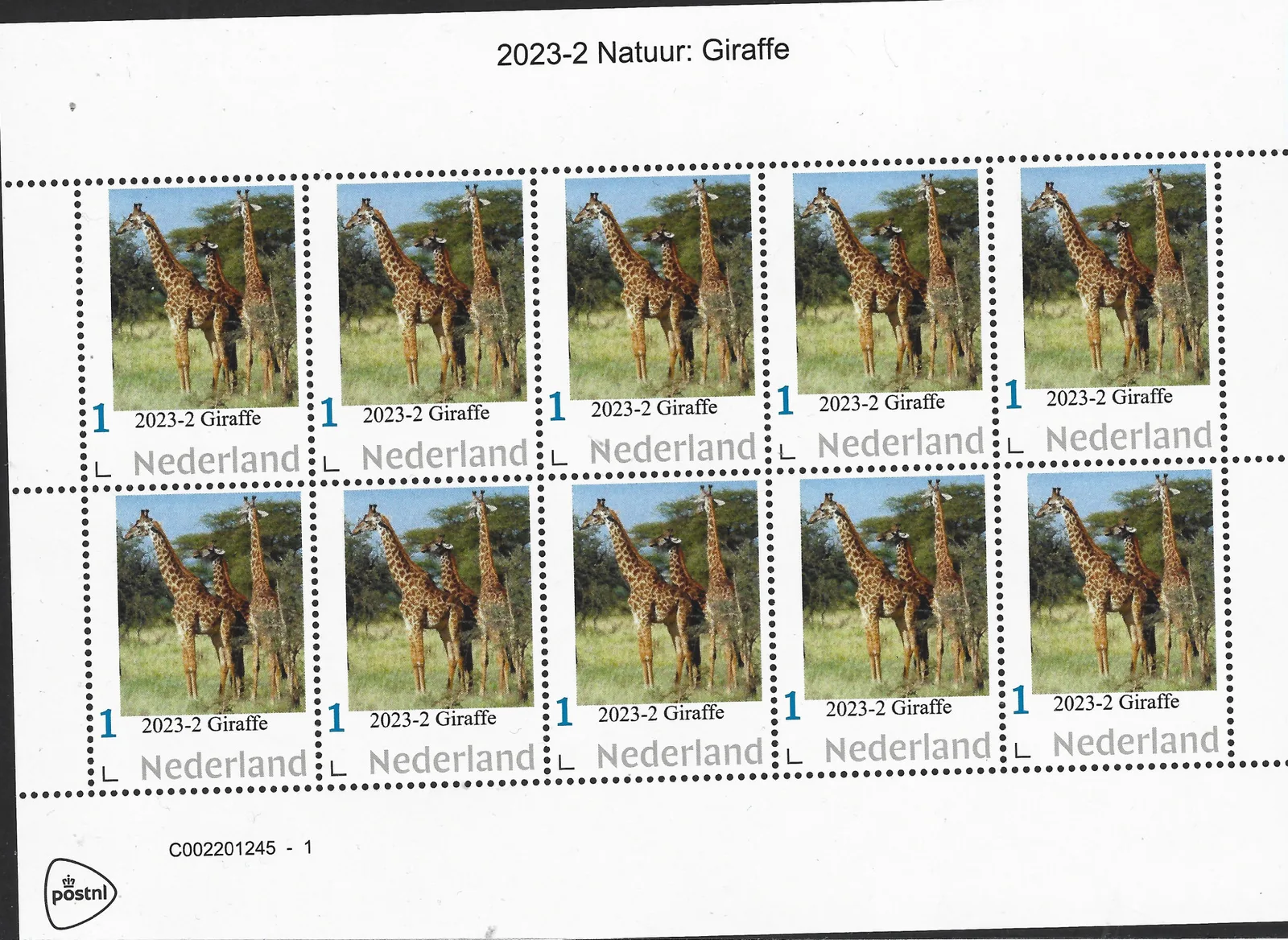Niederlande 2023-2 Natur: Giraffe Bogenmarken postfrisch/mnh
