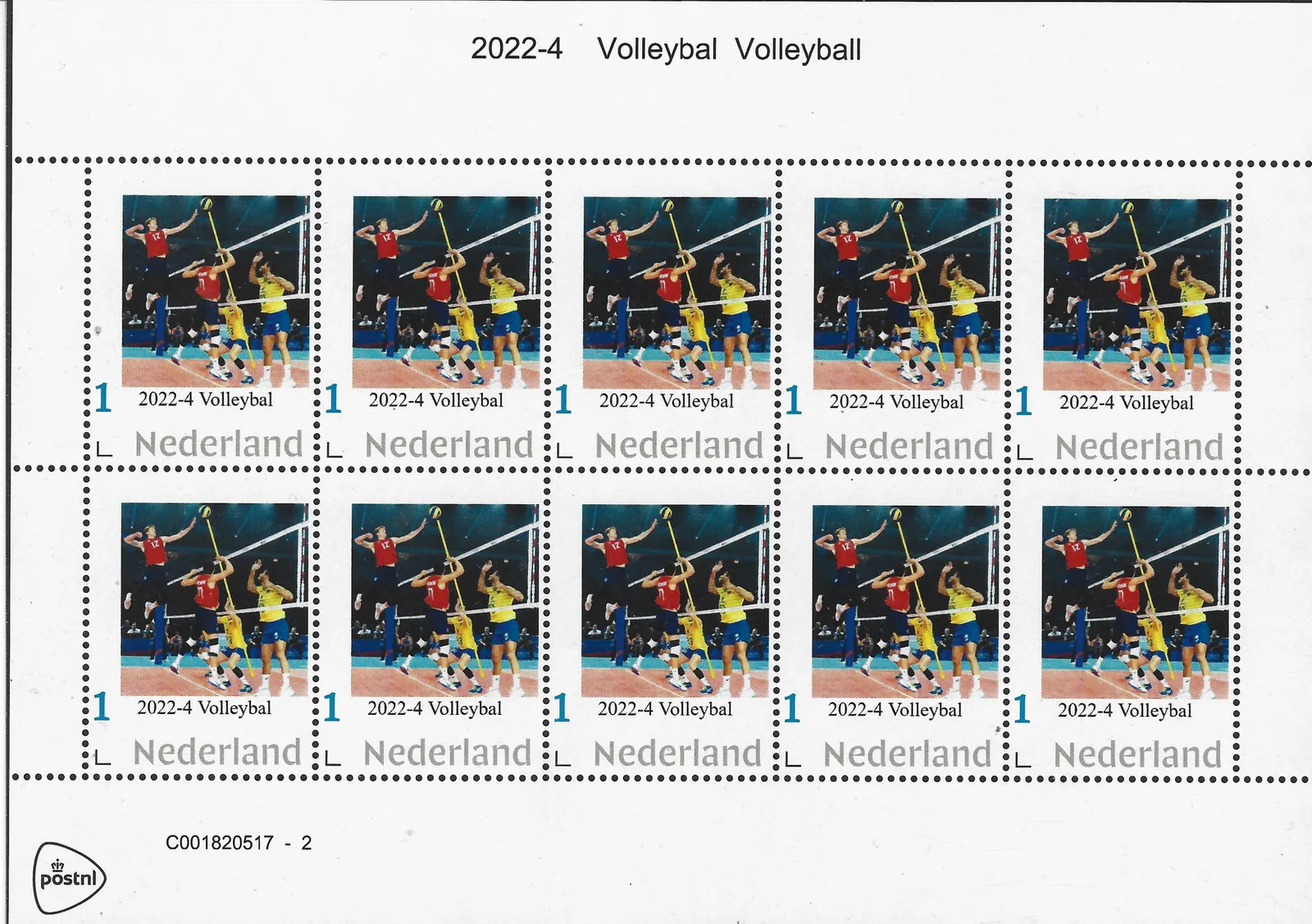 Pays-Bas 2022-4 Volleyball - Volleyball feuillet neuf/tbe