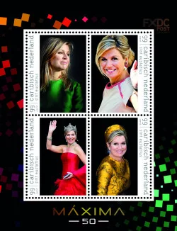 Caribbean Netherlands St Eustatius 2021 King Maxima 50 years block-ms MNH