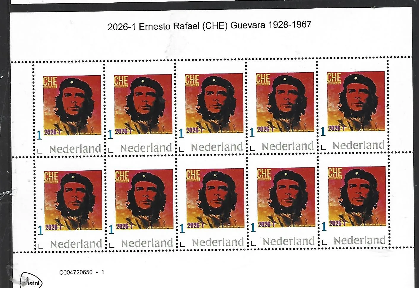 Netherlands 2026-1 Ernesto Rafael (CHE) Guevara sheetlet MNH