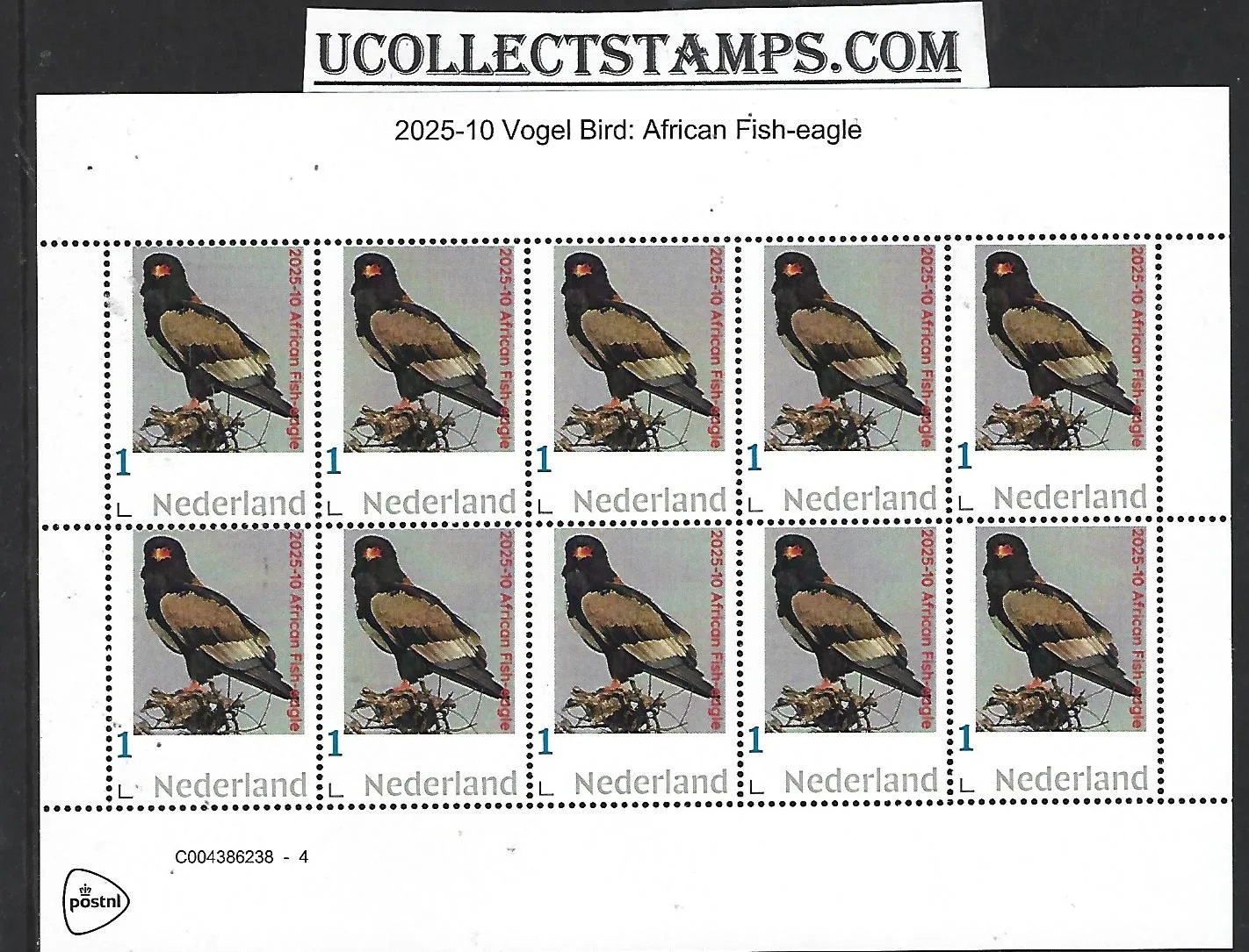 Nederland 2025-10 Vogel Bird: African Fish-eagle sheetlet postfris/mnh
