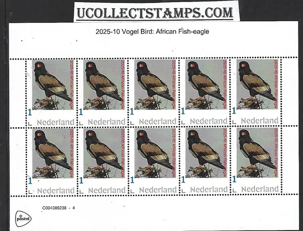 Netherlands 2025-10 Bird: African Fish-eagle sheetlet MNH