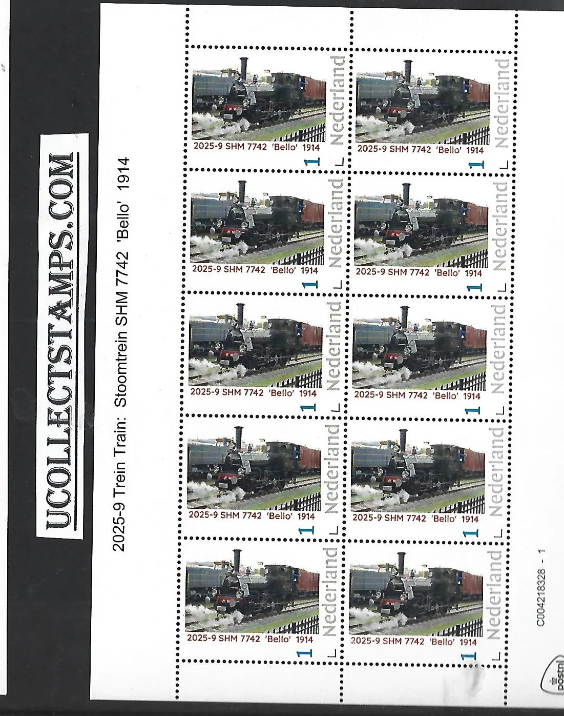 Netherlands 2025-9 Train: Steamtrain SHM 7742 1914 sheet MNH