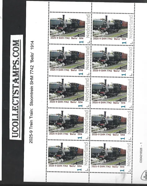 Netherlands 2025-9 Train: Steamtrain SHM 7742 1914 sheet MNH